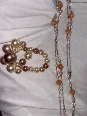 Nine West Pearl and Blush Multi-Strand Bracelet Set